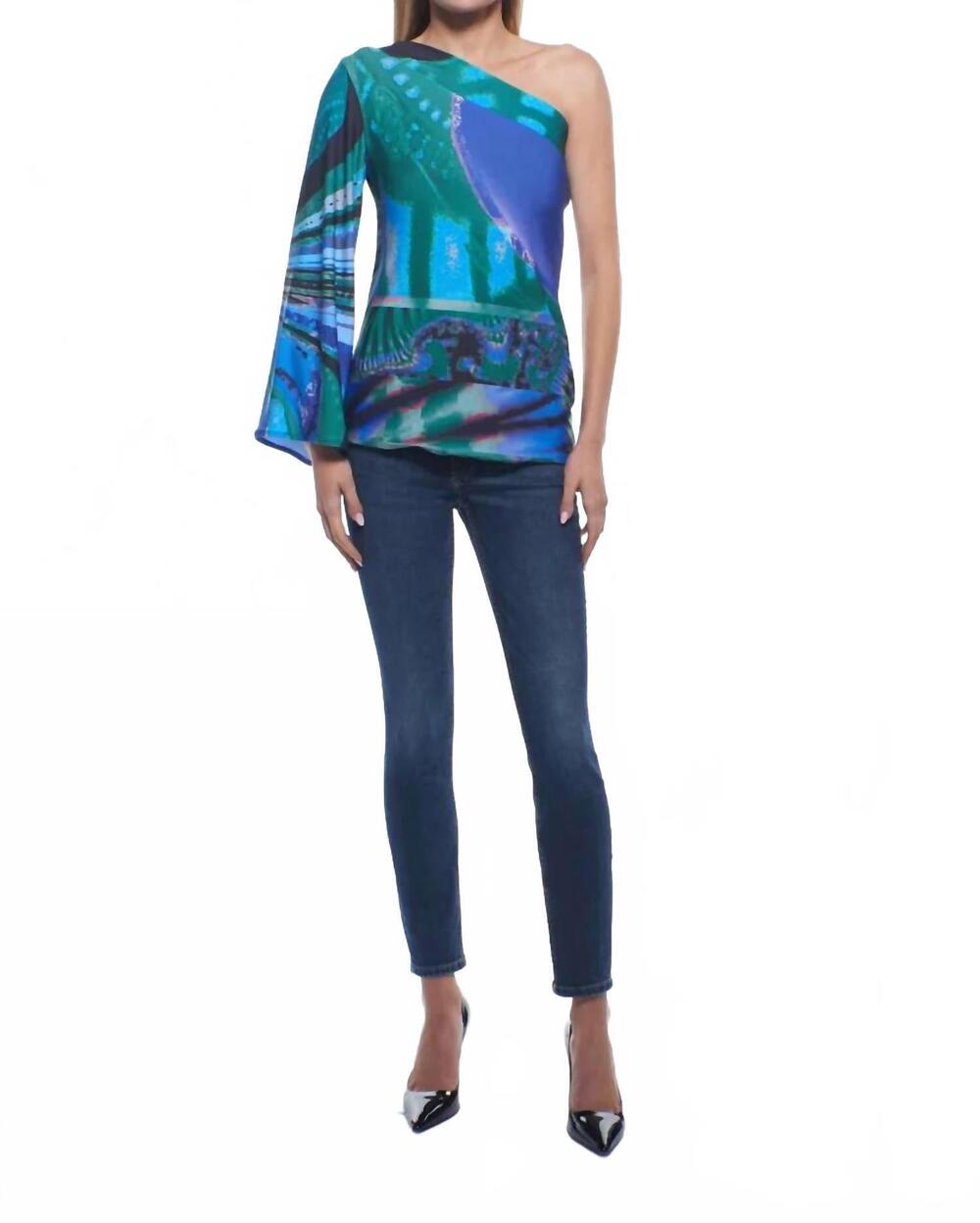 NEW JULIAN CHANG primo off-shoulder top in aquatic